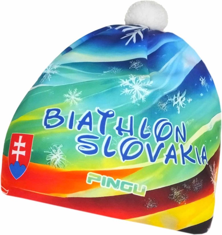 Čepice biatlon zimní s bambulí PINGU - BOBY Biatlon Slovensko